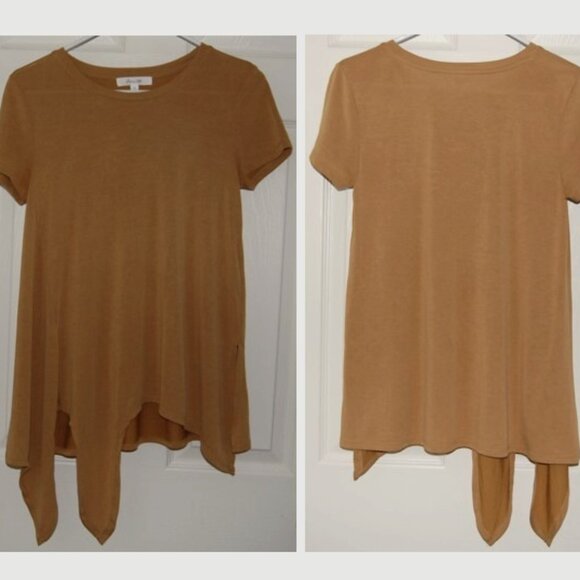 Active USA Women Size S Mustard Short Sleeve Tunic Top - Picture 2 of 7